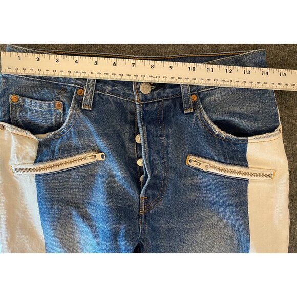 Levi's‎ 501 Jeans Women 27x26 Yellow Stripe Button Fly Denim Raw Zipper Hem - Picture 11 of 14